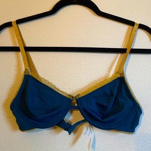 Free People Blue and Lace Underwire Bralette